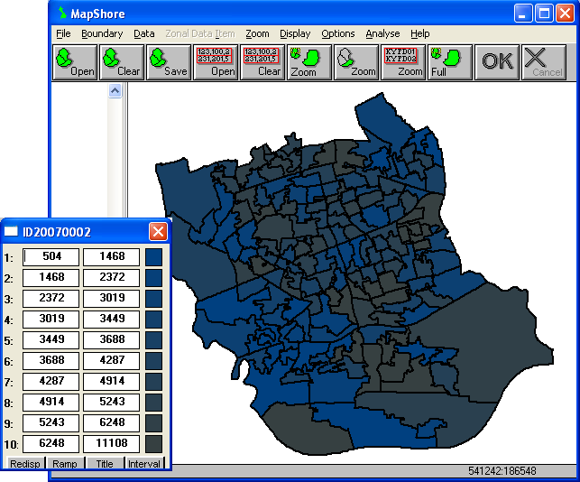 The ID2007 ranking map of all Newham LSOA in MapShore