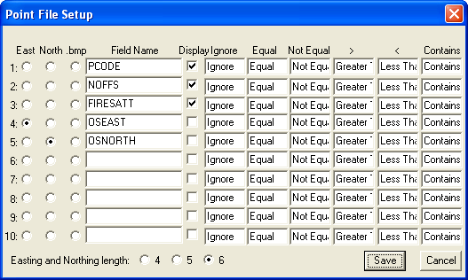 Update the point file setup in Mapshore