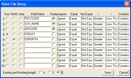 Update the point file setup in Mapshore