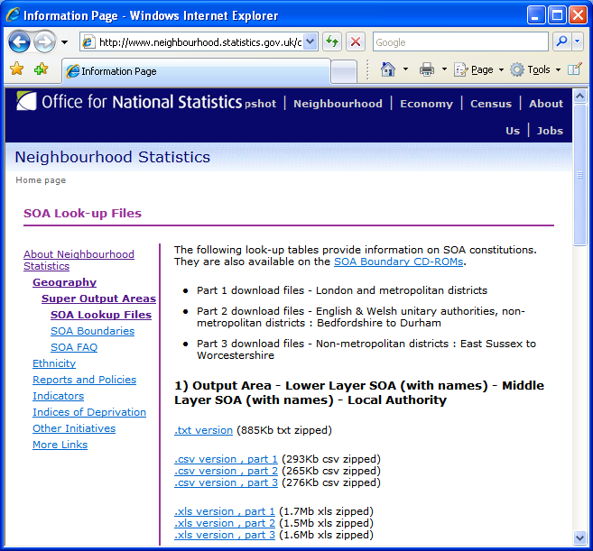 Download SOA Look-up files from NeSS