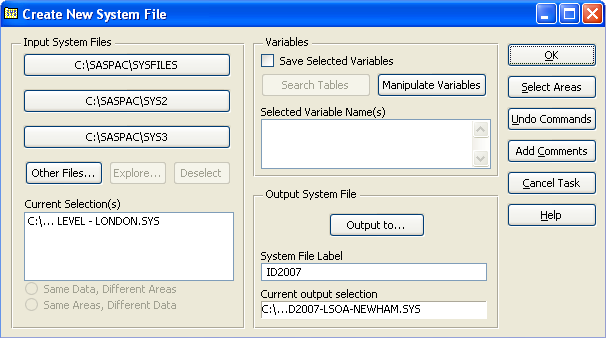 Create new system file of LSOA in Newham in SASPAC